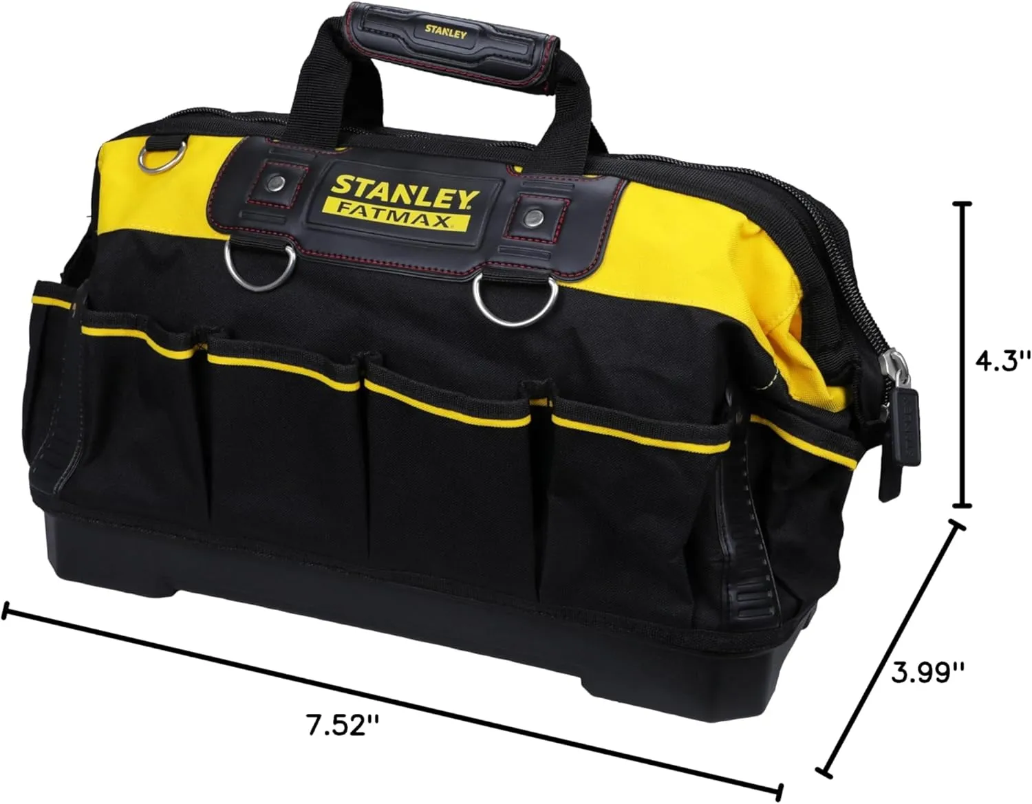 STANLEY FATMAX Technician Tool Bag, Heavy Duty 600 Denier and Leather, Multifunctional Tool Storage Organiser, 18 Inch, Black/Yellow, 1-93-950