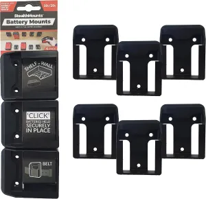 StealthMounts Battery Holder Compatible with Bauer 20V (6 Pack) - Black | StealthMounts Battery Mounts | Made in the UK