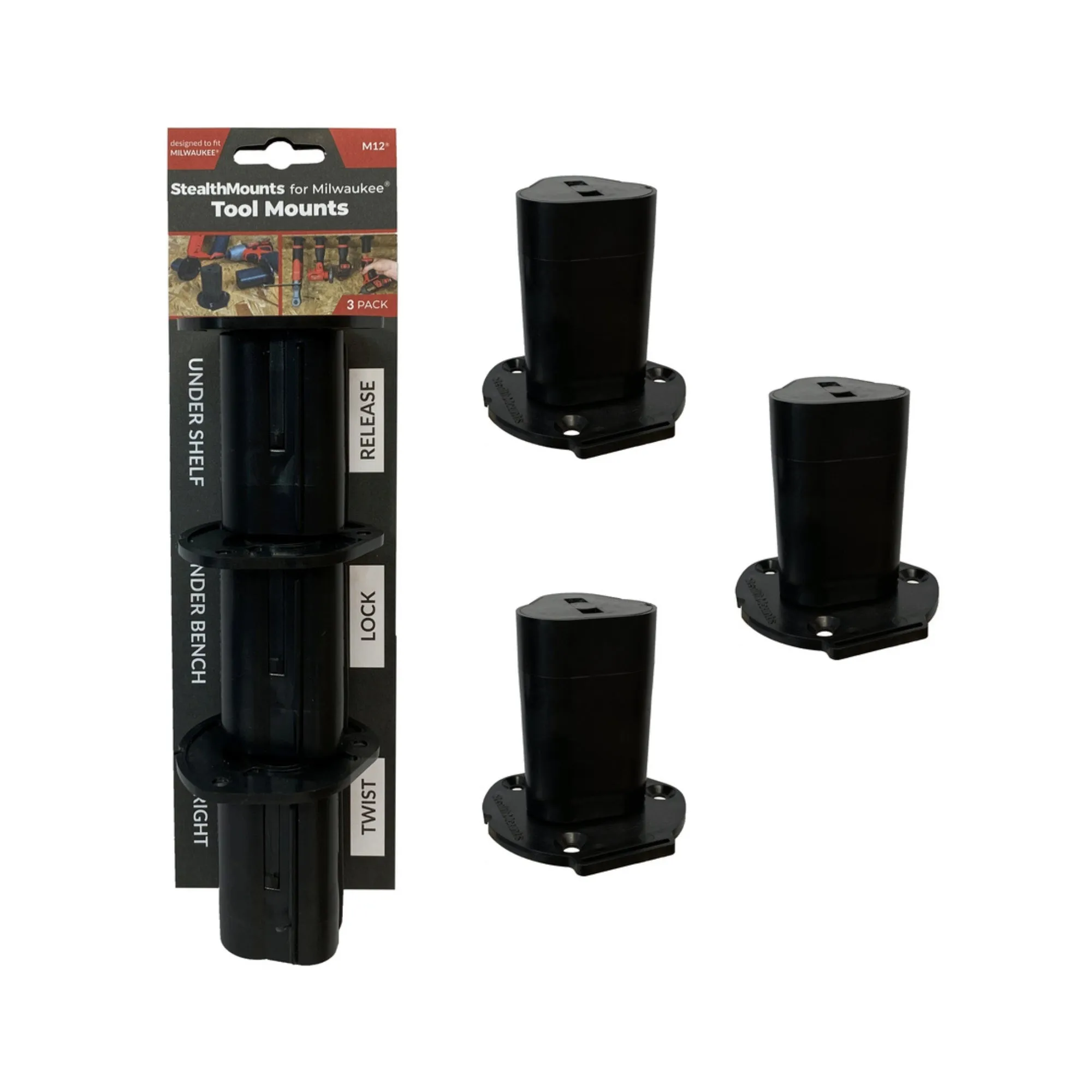 StealthMounts Tool Mounts for Milwaukee M12 Tools (3 Pack)