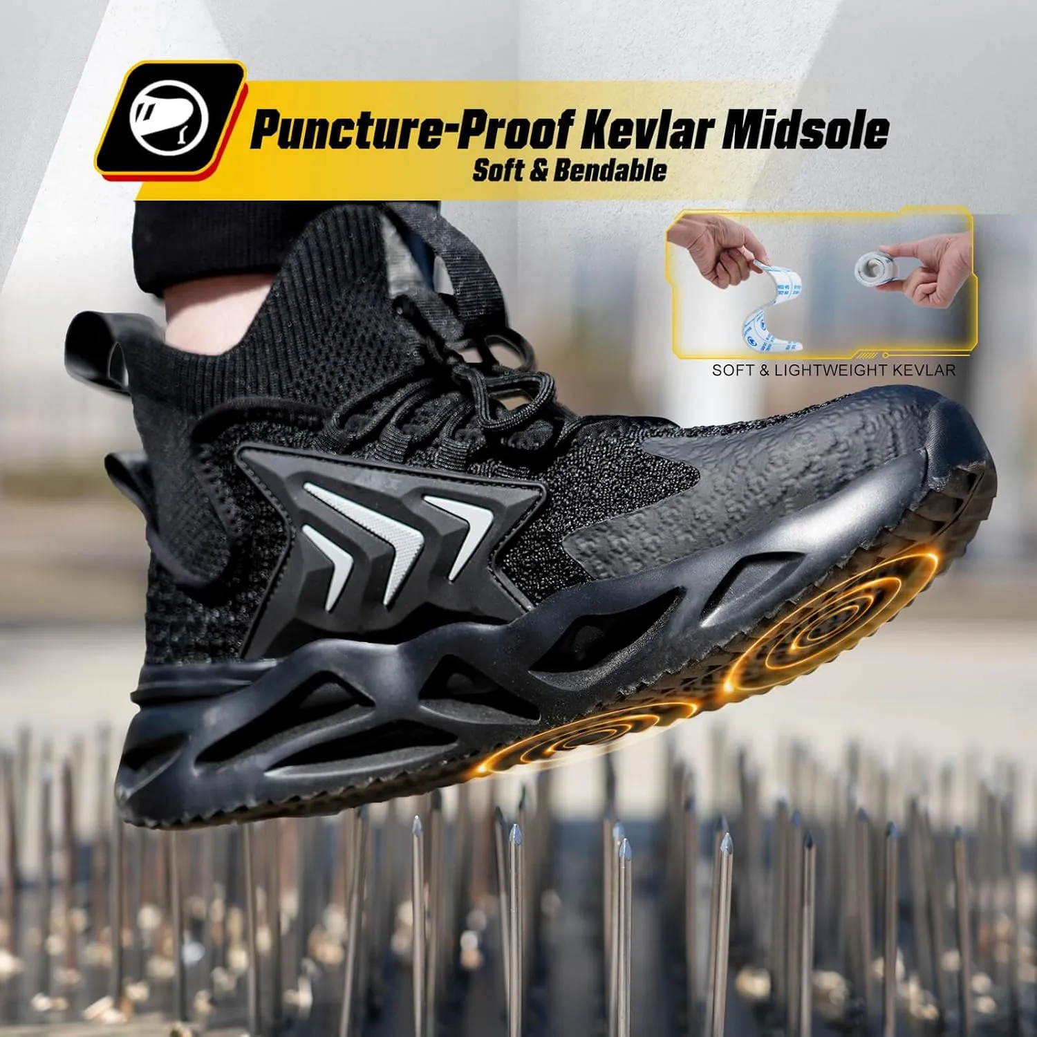 Steel Toe Shoes for Women Men Wide Non Slip Composite Work Sneakers Indestructible Comfortable Safety Tennis Shoes Lightweight Breathable Construction Sneakers Puncture Proof Ergonomic Design