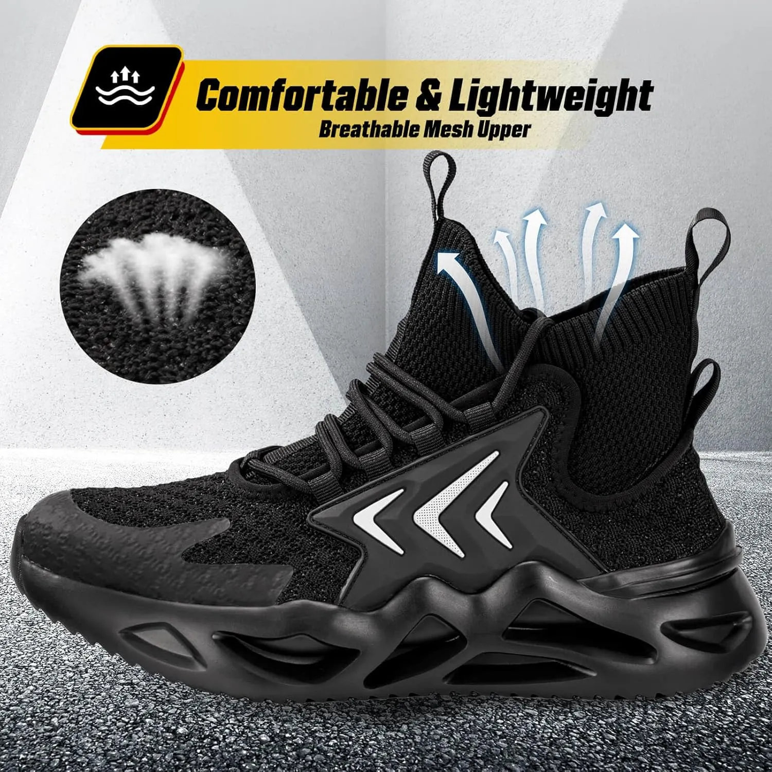 Steel Toe Shoes for Women Men Wide Non Slip Composite Work Sneakers Indestructible Comfortable Safety Tennis Shoes Lightweight Breathable Construction Sneakers Puncture Proof Ergonomic Design