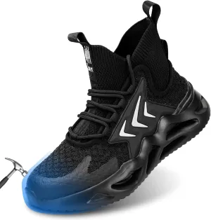Steel Toe Shoes for Women Men Wide Non Slip Composite Work Sneakers Indestructible Comfortable Safety Tennis Shoes Lightweight Breathable Construction Sneakers Puncture Proof Ergonomic Design