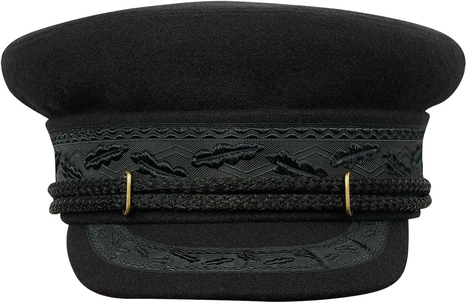 Sterkowski Hamburg Sailor Cap | Woolen Cloth Breton Cap for Men and Women | Classic Greek Fisherman Cap with Embroided Tape