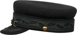 Sterkowski Hamburg Sailor Cap | Woolen Cloth Breton Cap for Men and Women | Classic Greek Fisherman Cap with Embroided Tape