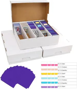 Storage Box 5 Row - Monster Box Holds 3950-Count Cards for Organization, Suitable for Sports and Trading Cards (3 Pack-Large)