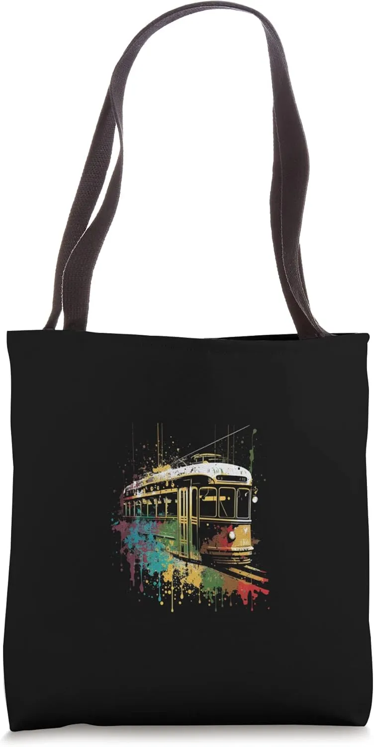 Streetcar Tramway Splash Art Streetcar Driver Tramway Tote Bag