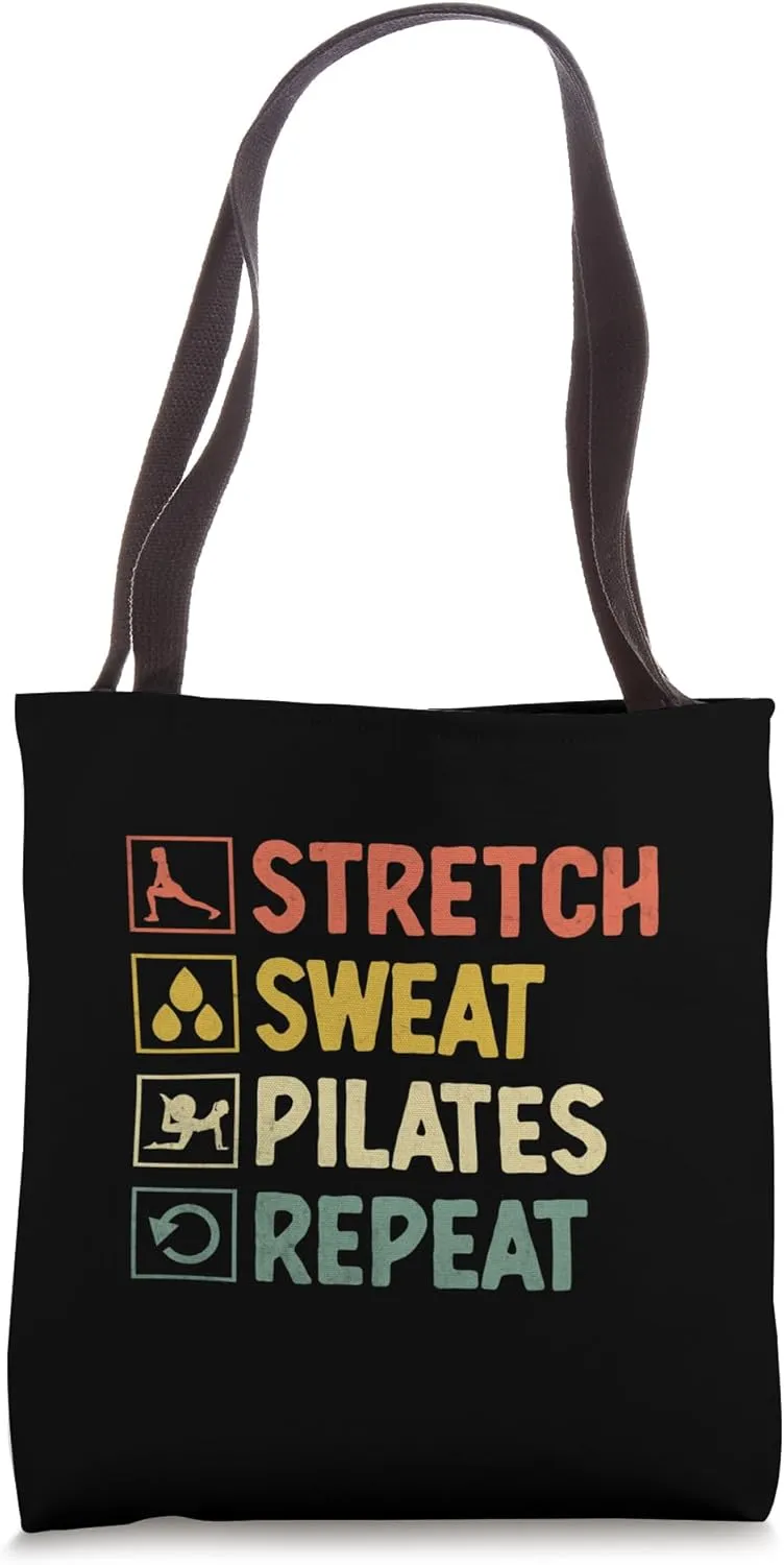 Stretch Sweat Pilates Repeat Workout Exercise Tote Bag