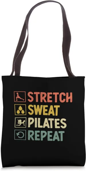 Stretch Sweat Pilates Repeat Workout Exercise Tote Bag