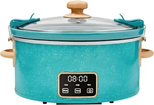 Stunning Pioneer Woman 6 QT Slow Cooker Locking Lid Digital Healthy Eating - (Teal~Speckle)