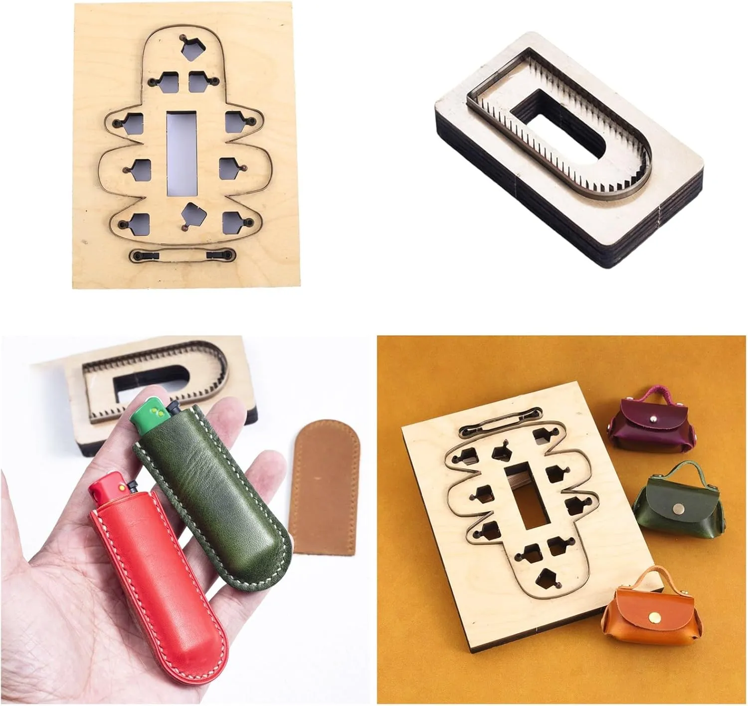 Sturdy Wood Materials Leather Cutting Die for Creating Handbag Coin Holder Keychain and Without Sewing Card Bag