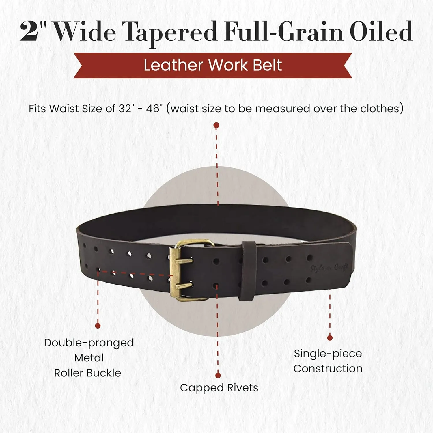 Style N Craft Work Belt, Durable and Rugged Belt