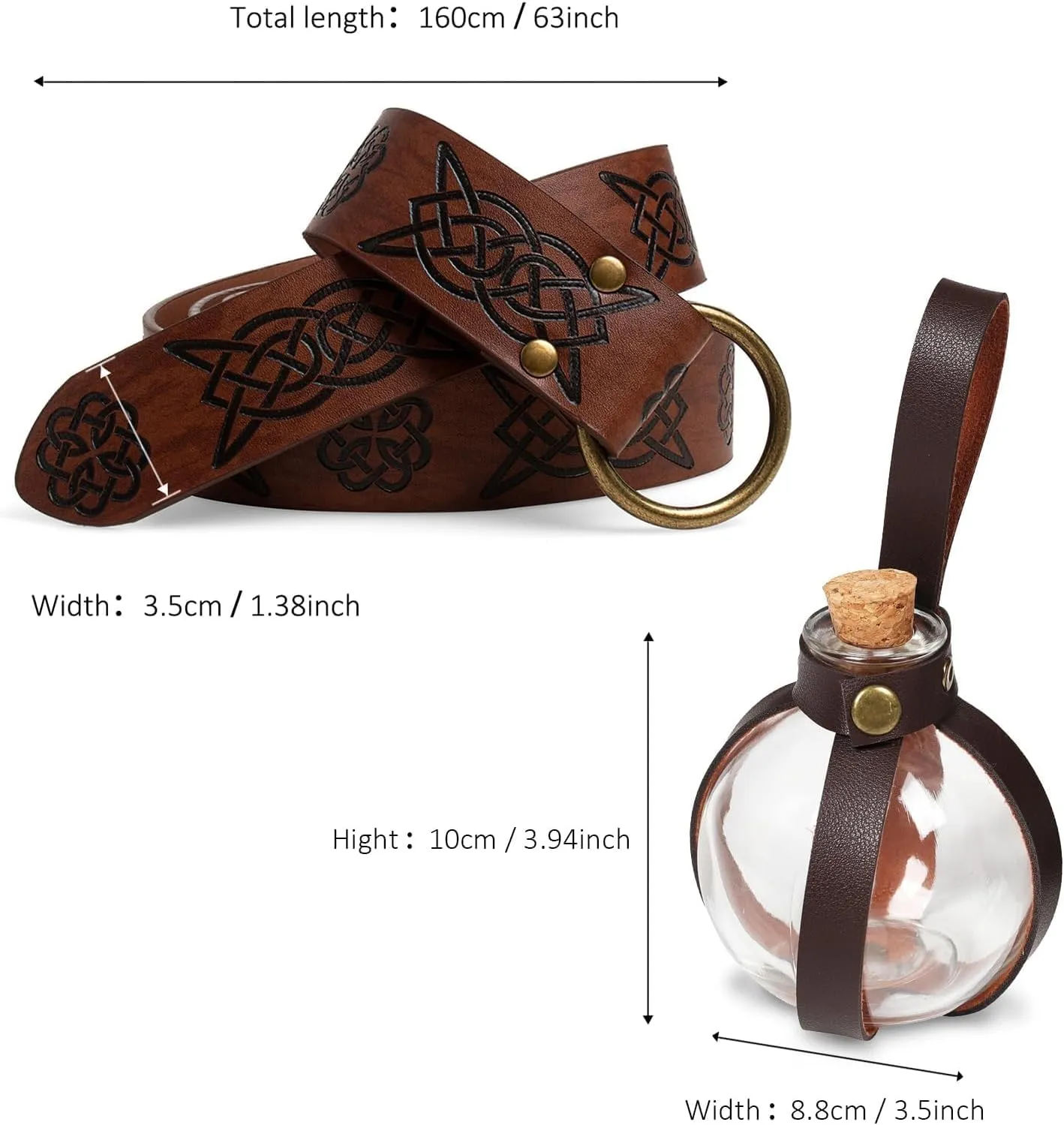 SUMGOGO 5PCS Corset Renaissance Belt Medieval Renaissance Belt Pouch Cork Potion Bottle Festival Halloween Costume Accessory