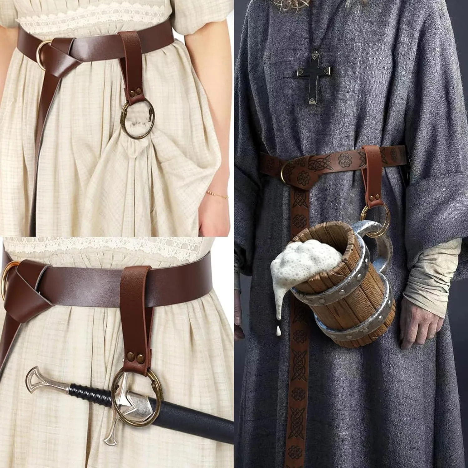 SUMGOGO 5PCS Corset Renaissance Belt Medieval Renaissance Belt Pouch Cork Potion Bottle Festival Halloween Costume Accessory