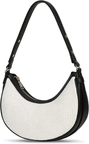 Summer Straw Shoulder Bag for Women Woven Beach Purse Straw Purses Crescent Handbags
