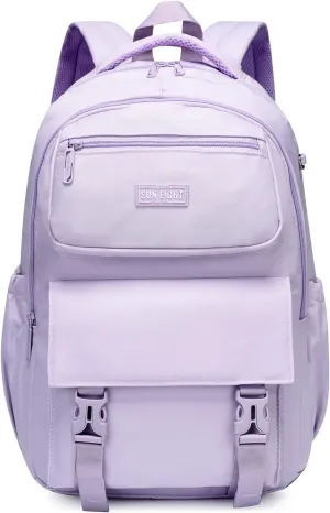 SUN EIGHT 35L Waterproof School Backpack for College, Lightweight Large Capacity Anti-Thief Travel Bag with Multi Pockets(Purple)