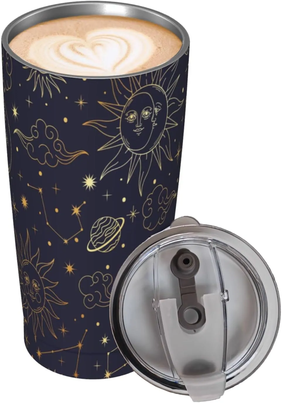 Sun Moon Star Planet Constellations Pattern 20oz Tumbler Cup,Stainless Steel Thermal Vacuum Insulated with Lid Travel Coffee Mug,for Dad Mom Friends Coworkers