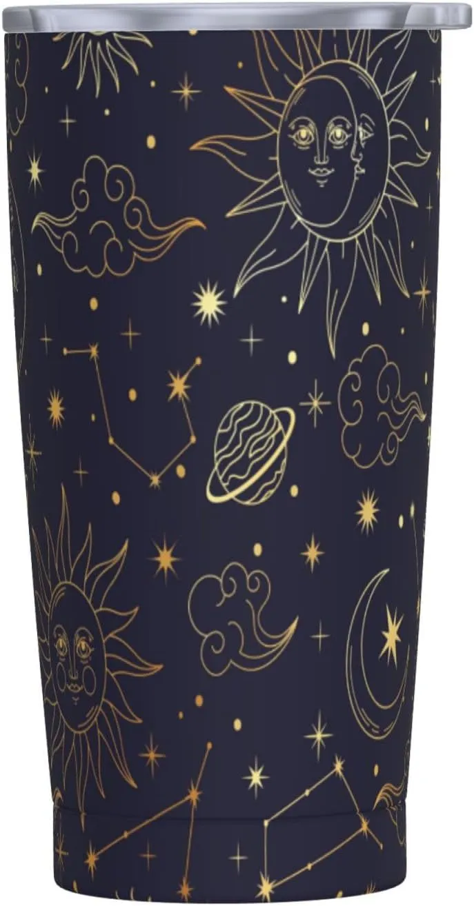Sun Moon Star Planet Constellations Pattern 20oz Tumbler Cup,Stainless Steel Thermal Vacuum Insulated with Lid Travel Coffee Mug,for Dad Mom Friends Coworkers