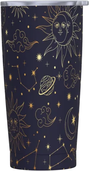 Sun Moon Star Planet Constellations Pattern 20oz Tumbler Cup,Stainless Steel Thermal Vacuum Insulated with Lid Travel Coffee Mug,for Dad Mom Friends Coworkers
