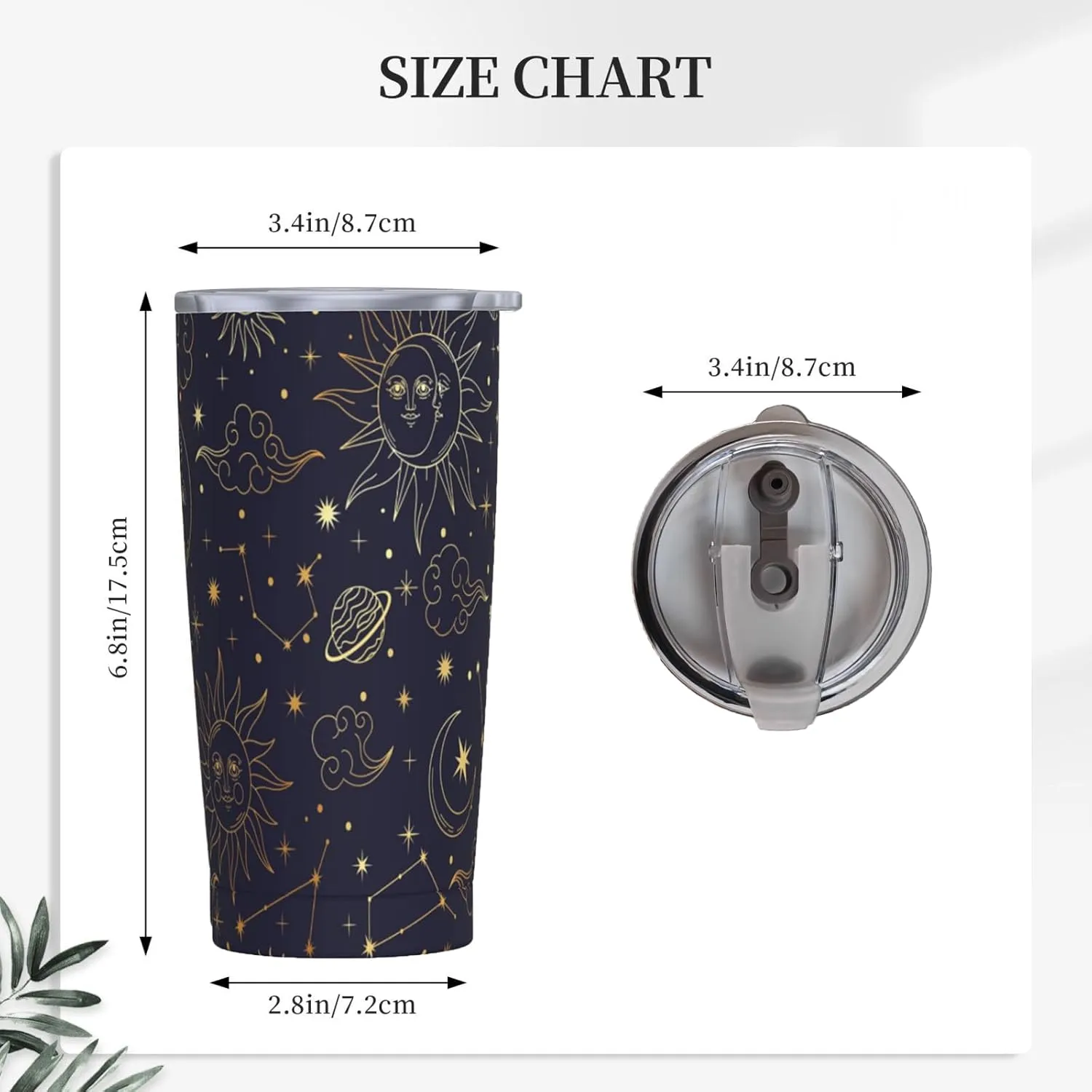 Sun Moon Star Planet Constellations Pattern 20oz Tumbler Cup,Stainless Steel Thermal Vacuum Insulated with Lid Travel Coffee Mug,for Dad Mom Friends Coworkers