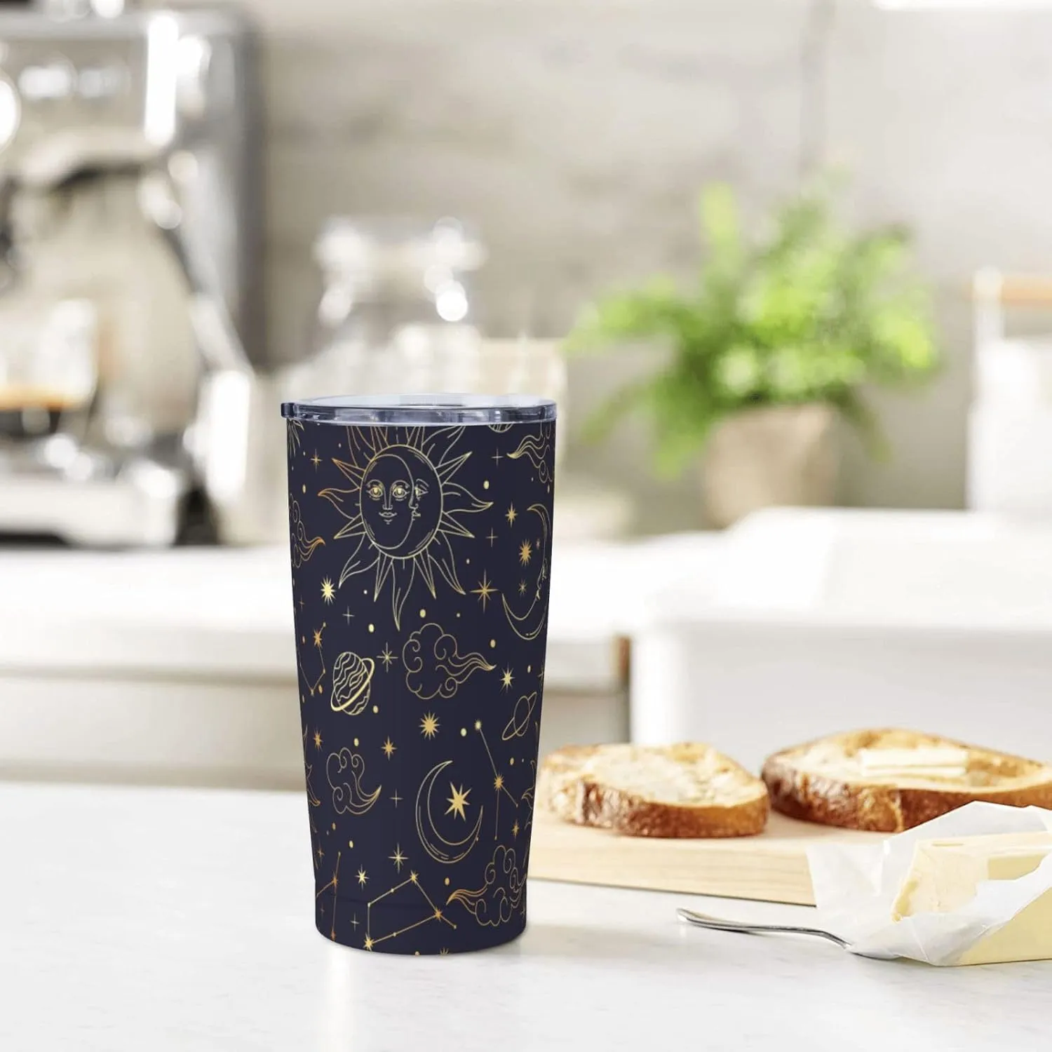 Sun Moon Star Planet Constellations Pattern 20oz Tumbler Cup,Stainless Steel Thermal Vacuum Insulated with Lid Travel Coffee Mug,for Dad Mom Friends Coworkers