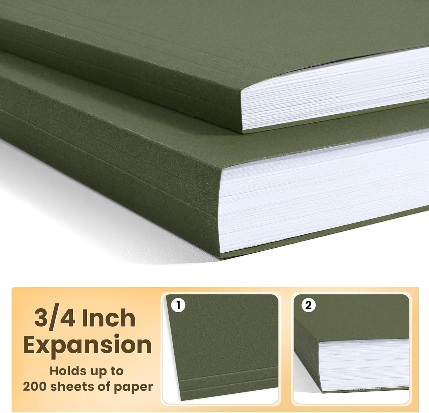 SUNEE Hanging File Folders, 75 Pack Reinforced Hang Folders Letter Size, Adjustable 1/5-Cut Tabs, Designed for Bulky Files, Filing Cabinet, Standard Green