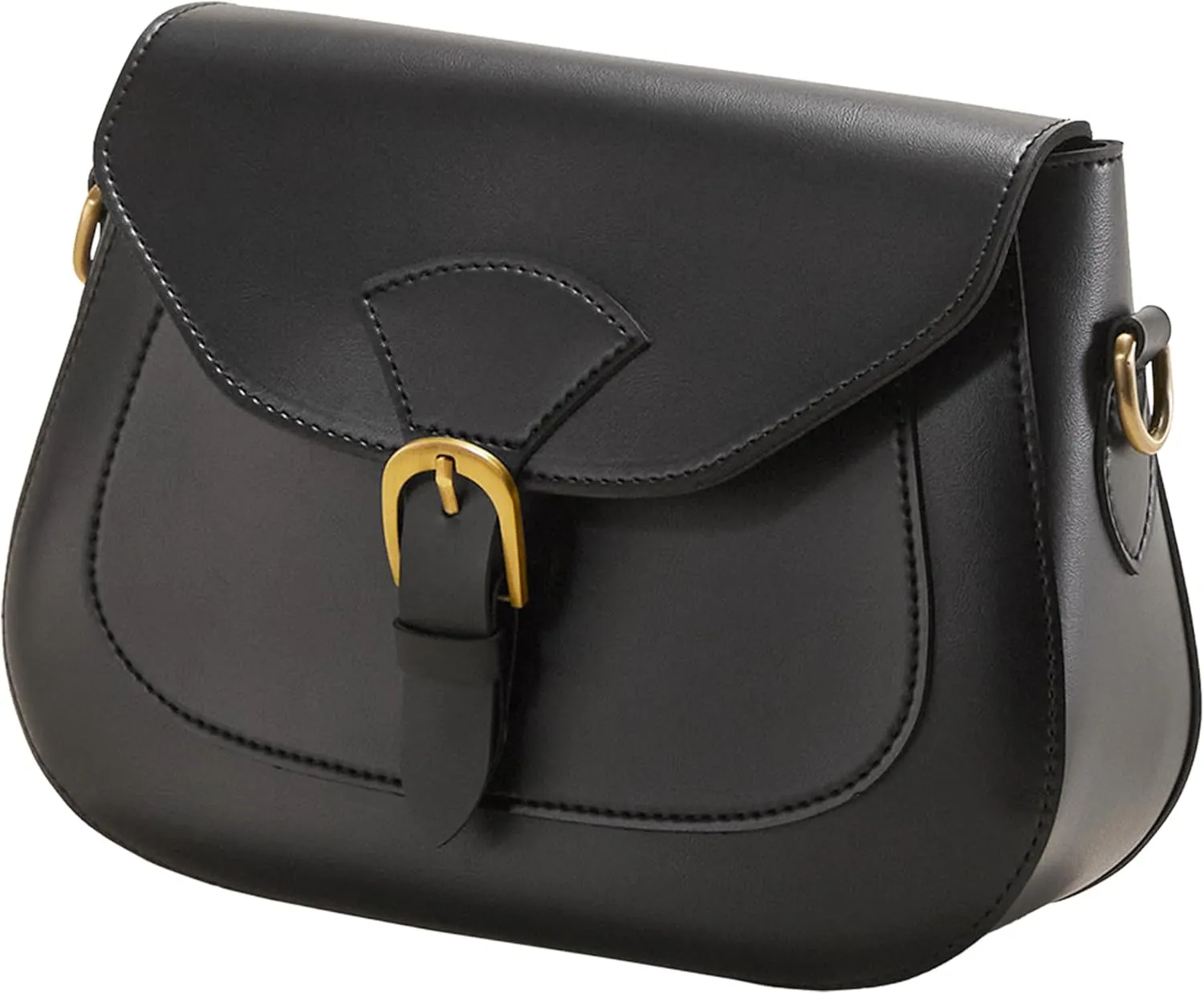 SUNLIGHT LEAVES Vintage Crossbody Saddle Bag For Women Vegan Leather Boho Retro Satchel Simple Handbag Casual Purse