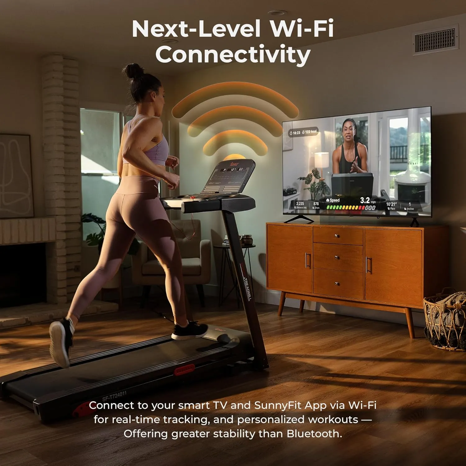 Sunny Health & Fitness Smart WiFi Treadmills – Compact, Foldable, Portable, Under Desk & Incline Options (Manual & Auto), Brushless Motor, & Bluetooth SunnyFit App, LED Display, Shock Absorption