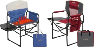 SUNNYFEEL Camping Directors Chair with Heated Camping Chair, Oversized Portable Folding Chair with Side Table, Pocket for Beach, Fishing,Trip,Picnic,Lawn,Concert