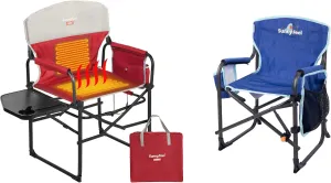 SUNNYFEEL Heated Camping Directors Chair, Heavy Duty,Oversized Outdoor Portable Heating Folding Chair with Side Table, Pocket for Beach, Fishing,Trip,Picnic,Lawn,Concert Foldable Camp Chairs