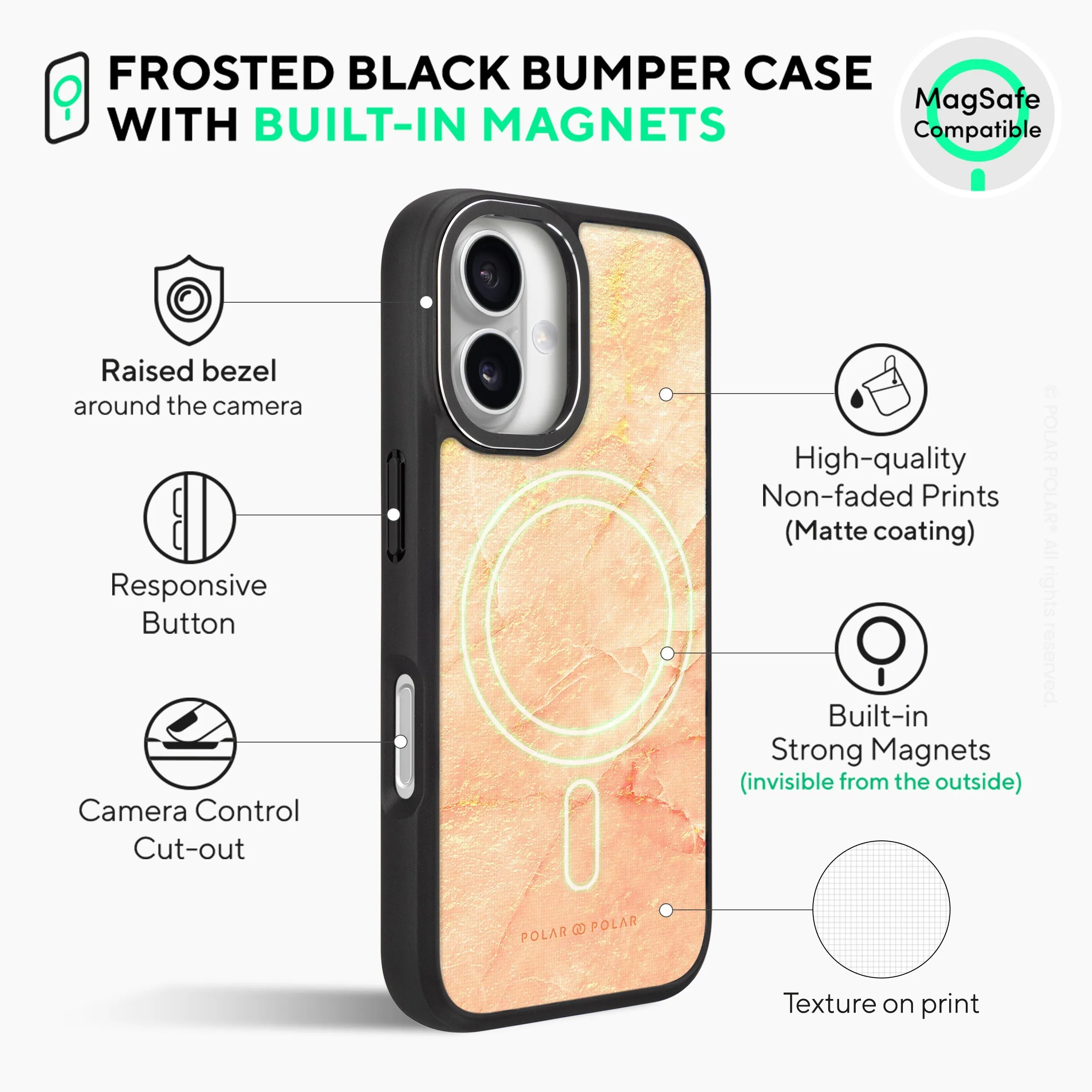 Sunset - iPhone 16 Pro Frosted Black Bumper MagSafe Case