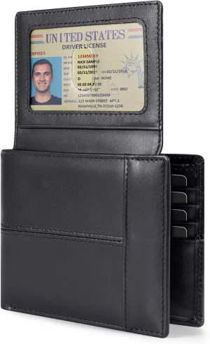 Swallowmall Leather Wallet for Mens Genuine Leather RFID Blocking Bifold Wallets with 2 ID Windows 13 Card Slots