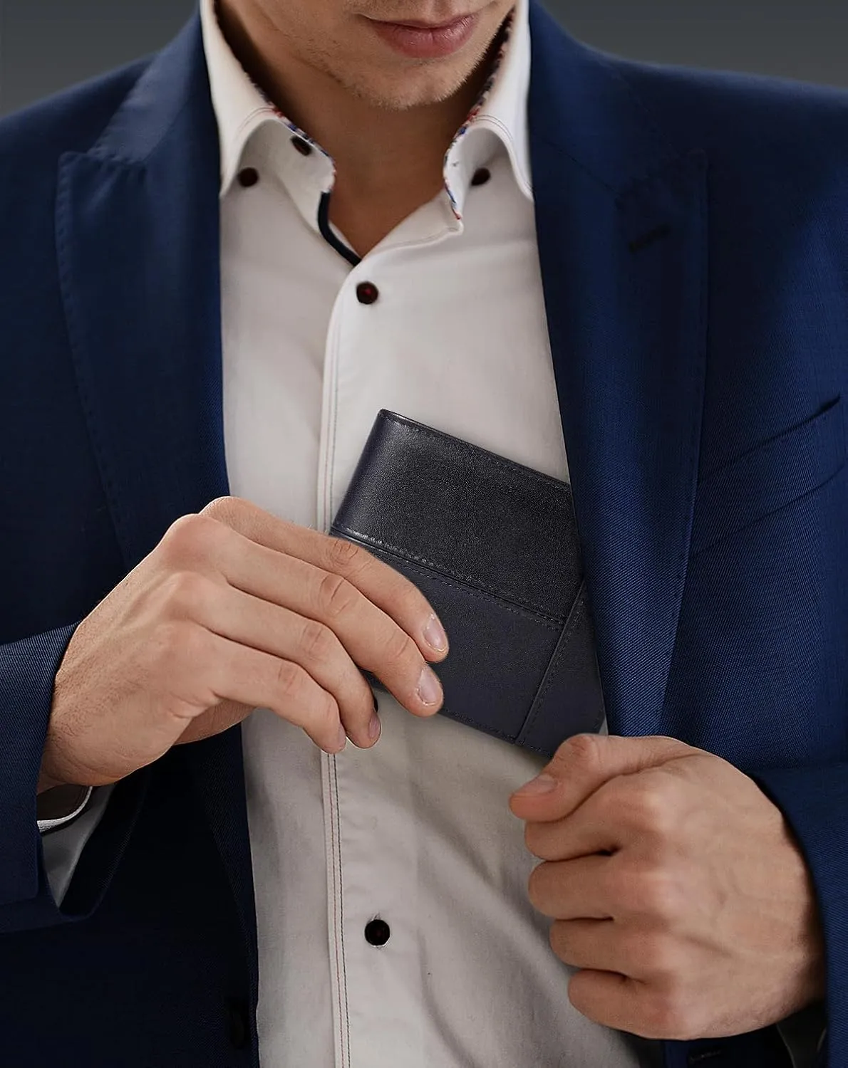 Swallowmall Leather Wallet for Mens Genuine Leather RFID Blocking Bifold Wallets with 2 ID Windows 13 Card Slots