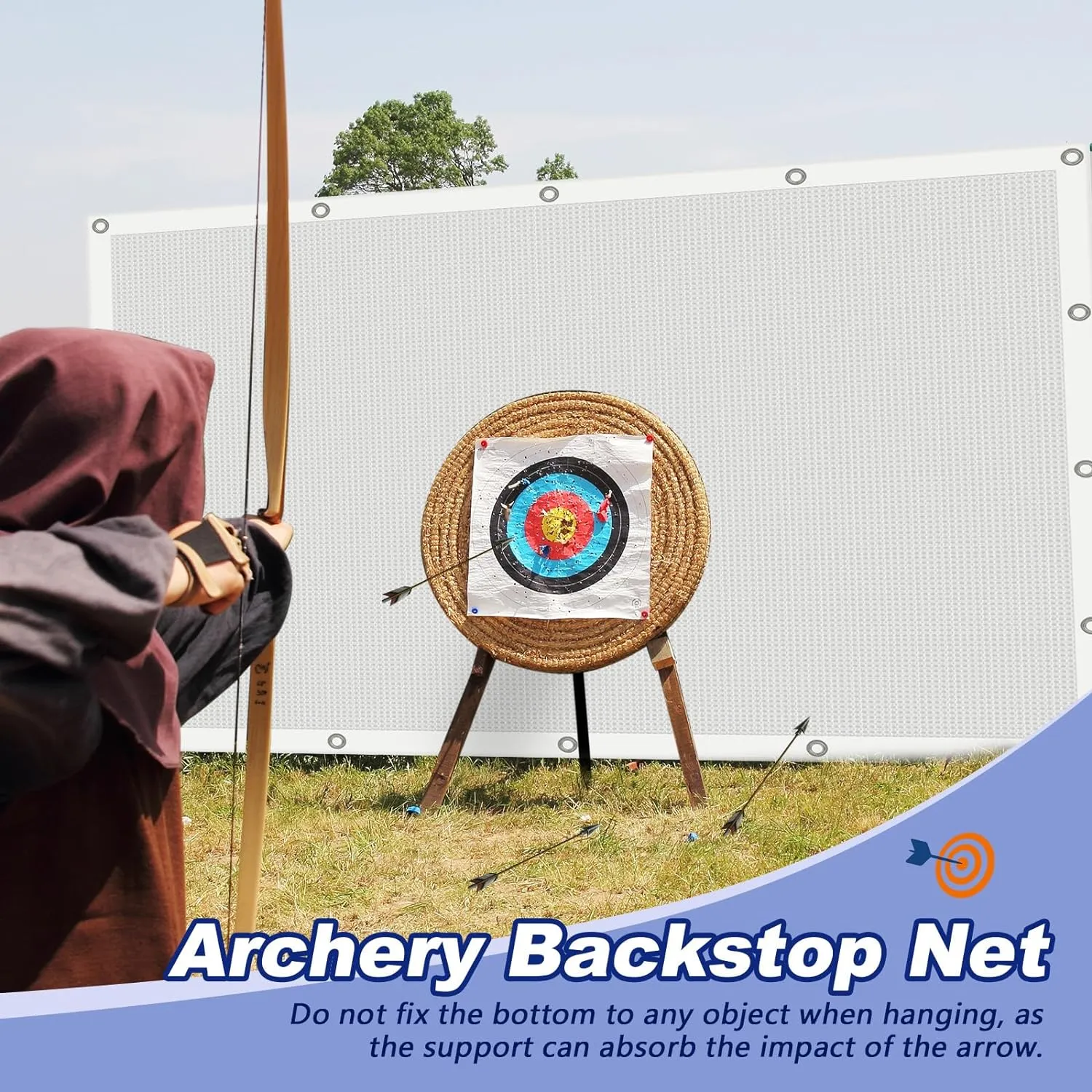 Syhood Archery Backstop Arrow Netting Backstop Target Block Heavy Duty Reinforced Archery Back Stop Reinforced Nets Accessories for Bow Backyard