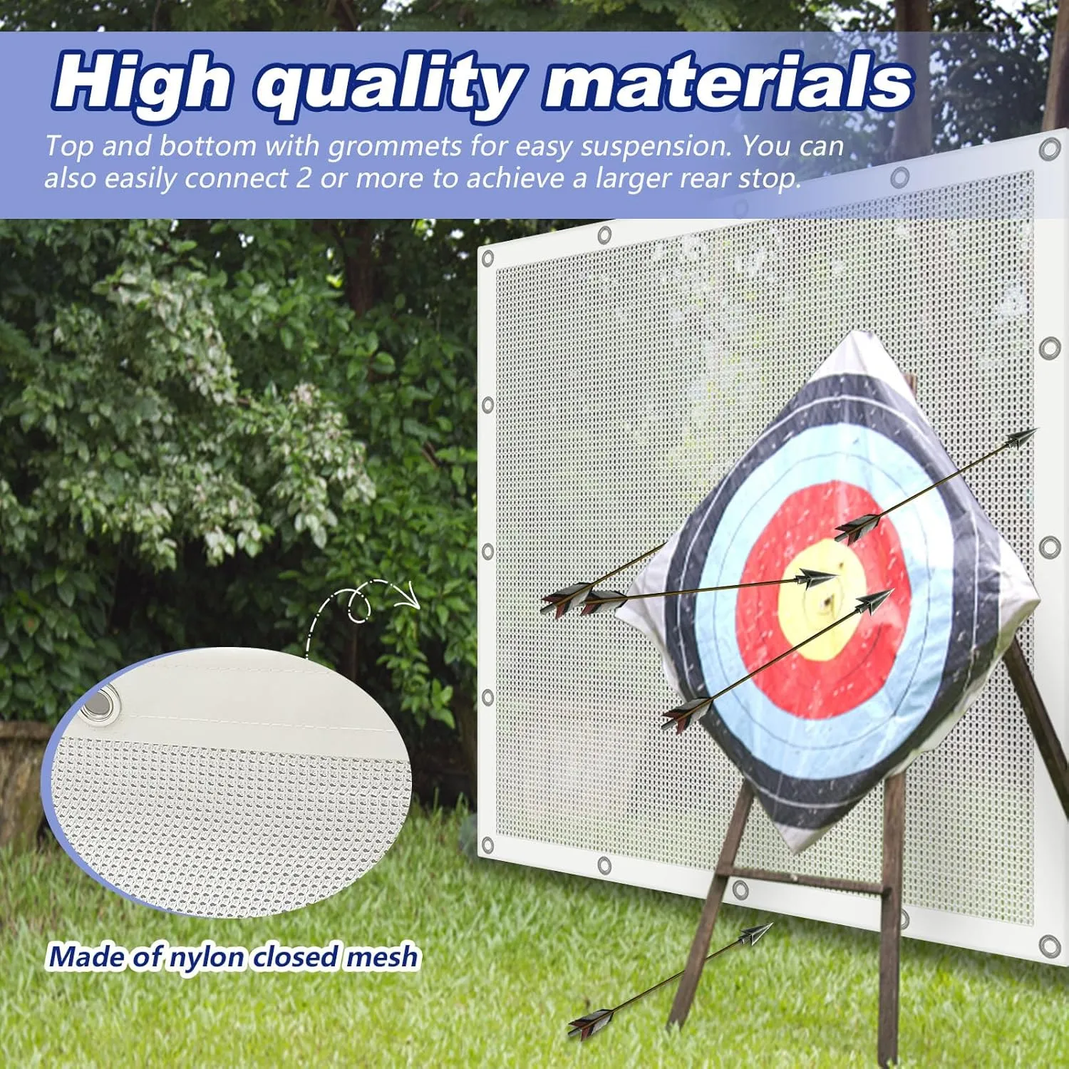 Syhood Archery Backstop Arrow Netting Backstop Target Block Heavy Duty Reinforced Archery Back Stop Reinforced Nets Accessories for Bow Backyard