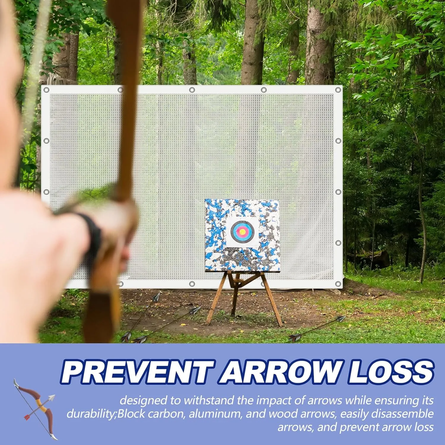 Syhood Archery Backstop Arrow Netting Backstop Target Block Heavy Duty Reinforced Archery Back Stop Reinforced Nets Accessories for Bow Backyard