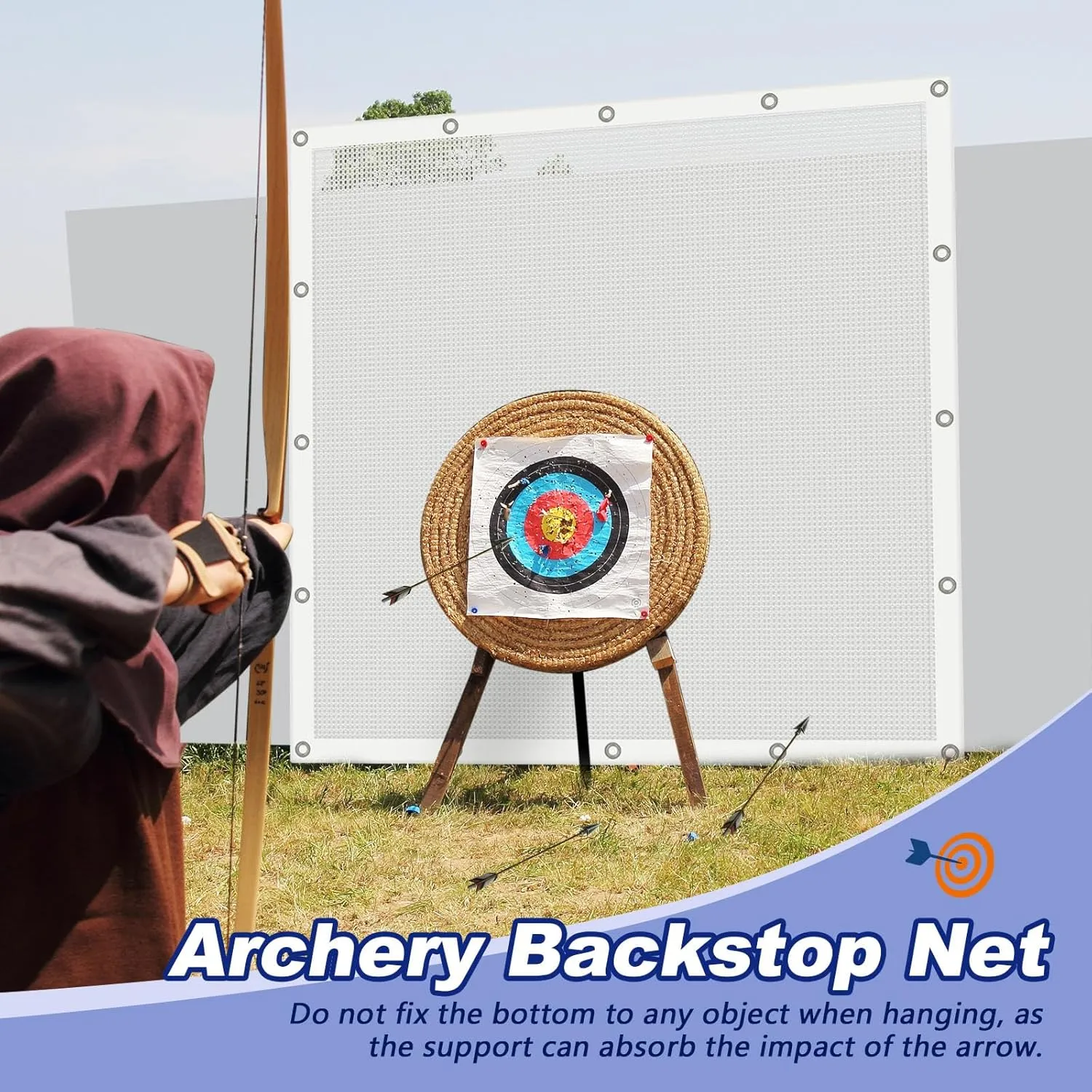 Syhood Archery Backstop Arrow Netting Backstop Target Block Heavy Duty Reinforced Archery Back Stop Reinforced Nets Accessories for Bow Backyard