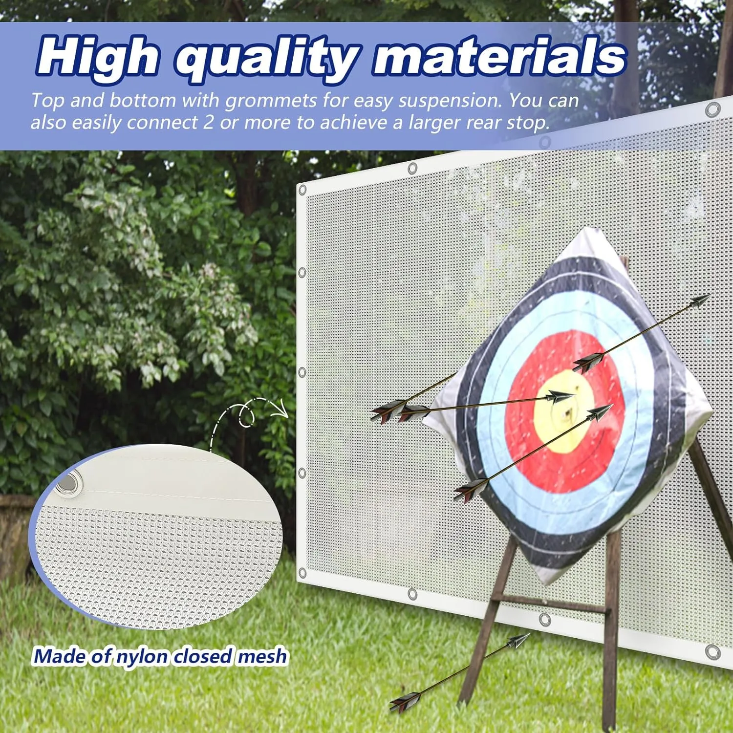 Syhood Archery Backstop Arrow Netting Backstop Target Block Heavy Duty Reinforced Archery Back Stop Reinforced Nets Accessories for Bow Backyard
