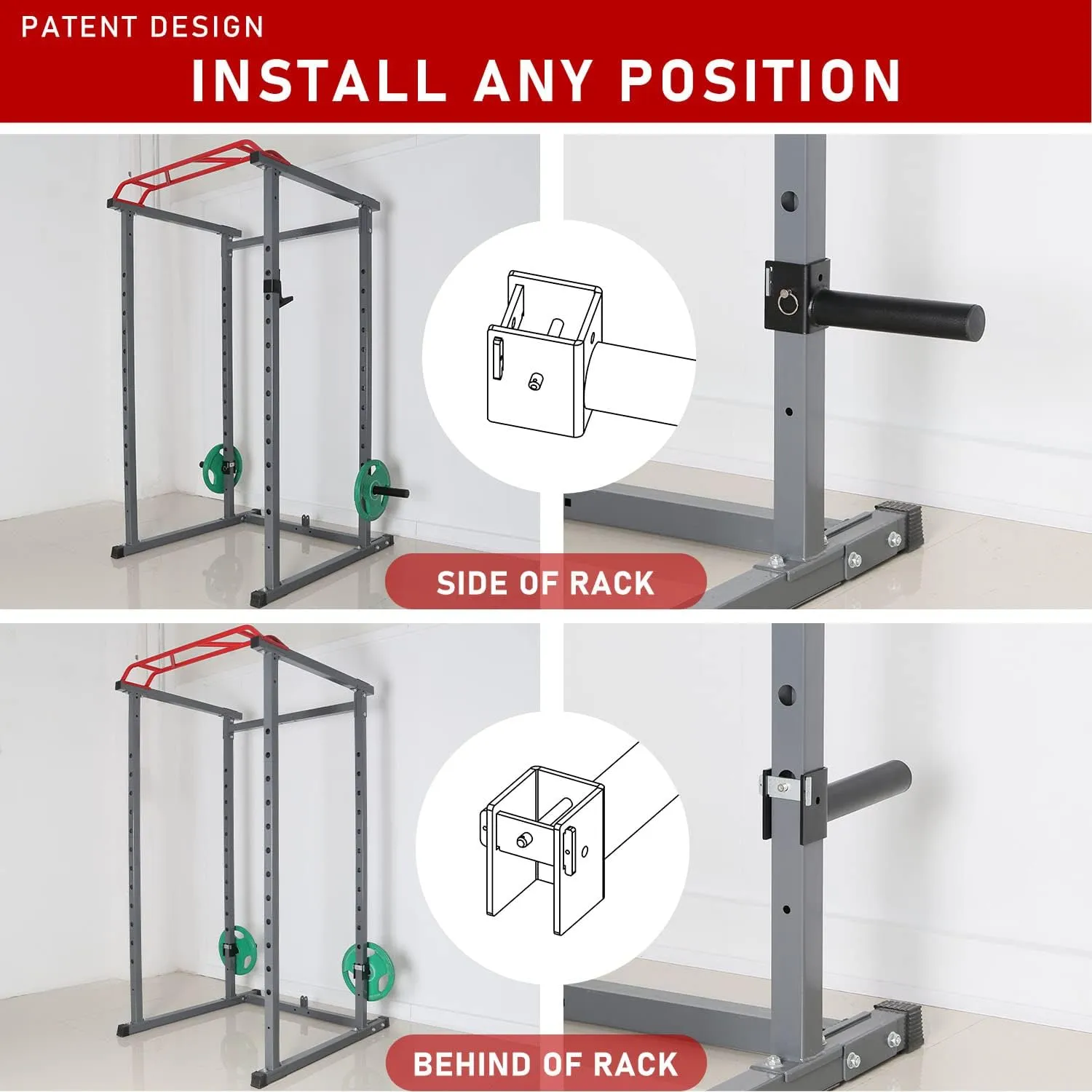 SYL Fitness Olympic Weight Plates Holder Power Rack Attachment Weights Storage Rack, Fit 2x2 & 3x3 inch Square Tube