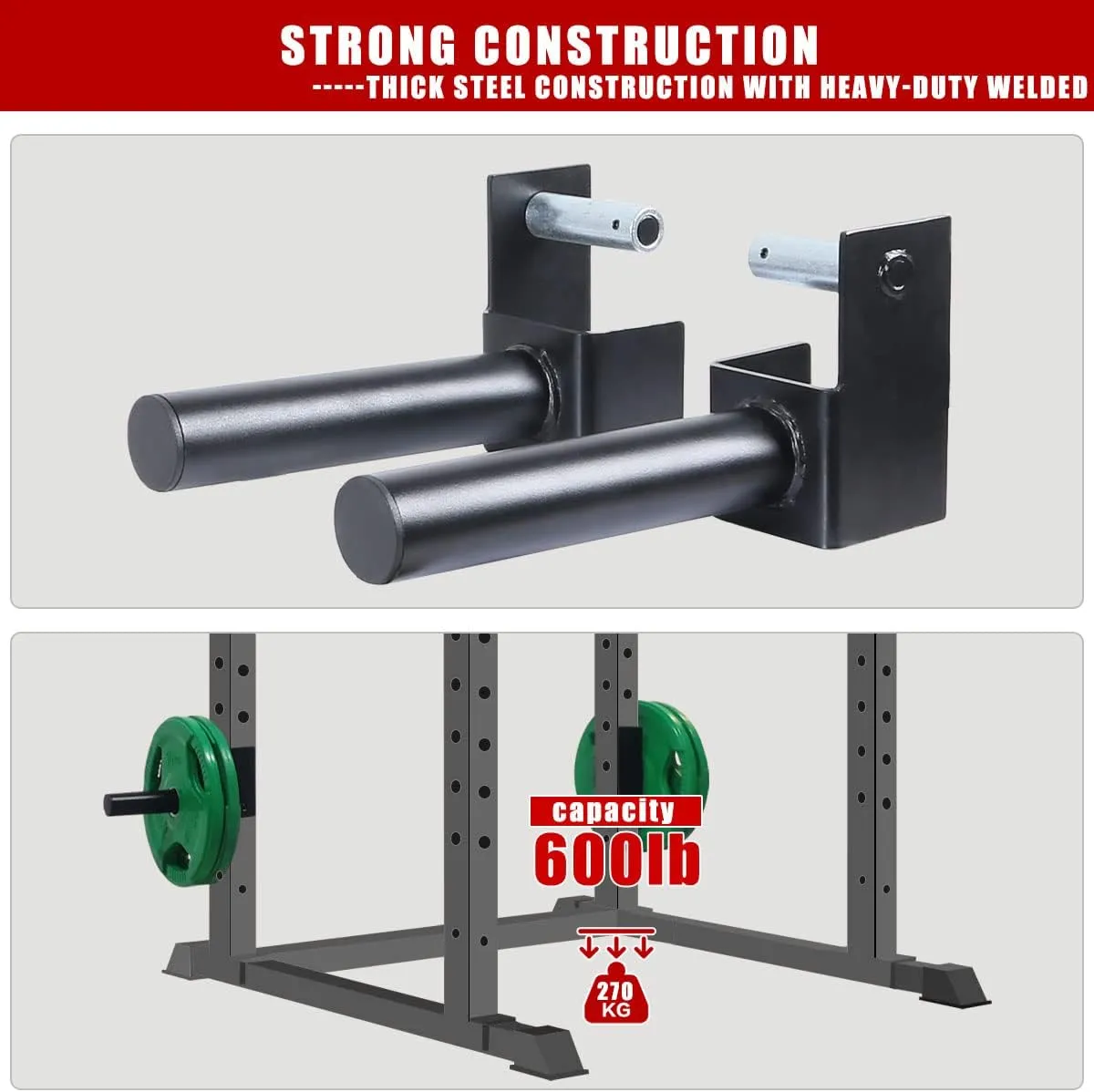 SYL Fitness Olympic Weight Plates Holder Power Rack Attachment Weights Storage Rack, Fit 2x2 & 3x3 inch Square Tube