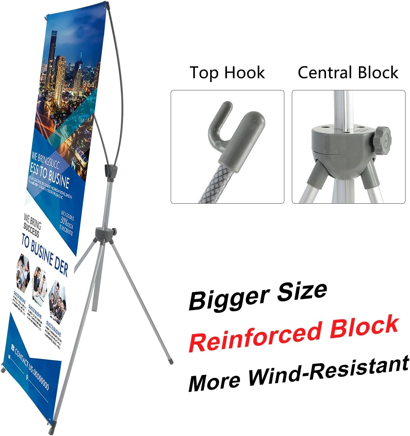 T-SIGN Reinforced Block Adjustable Tripod X Banner Stand, 23 x 63 to 32 x 78 Inch, Portable Travel Bag, Bigger, More Adaptable, Trade Show Exhibition