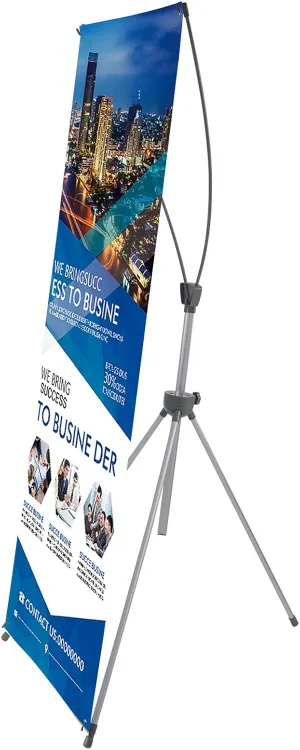 T-SIGN Reinforced Block Adjustable Tripod X Banner Stand, 23 x 63 to 32 x 78 Inch, Portable Travel Bag, Bigger, More Adaptable, Trade Show Exhibition