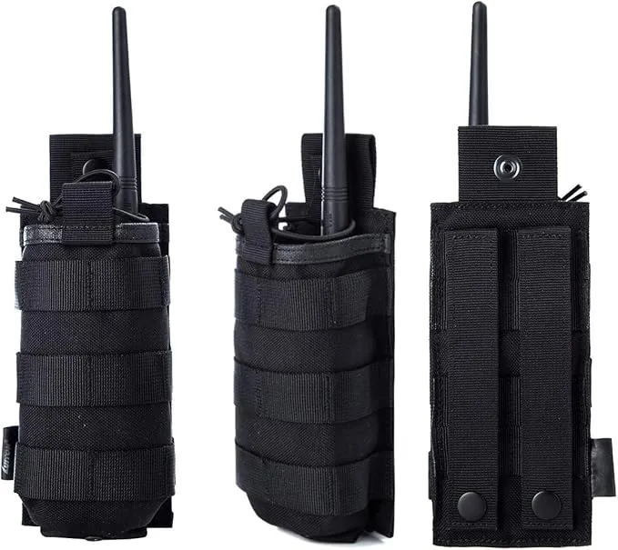 Tactical Universal Radio Holster/Radio Pouch Holder Case Bag Military Molle Radio Case for Pofung Motorola Midland CB Walkie Talkies Compatible with 5.11 Bags (Black) by LUITON