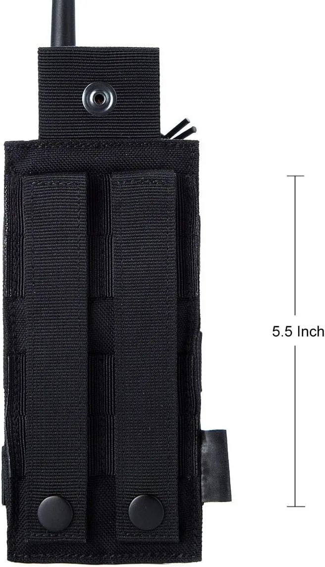 Tactical Universal Radio Holster/Radio Pouch Holder Case Bag Military Molle Radio Case for Pofung Motorola Midland CB Walkie Talkies Compatible with 5.11 Bags (Black) by LUITON