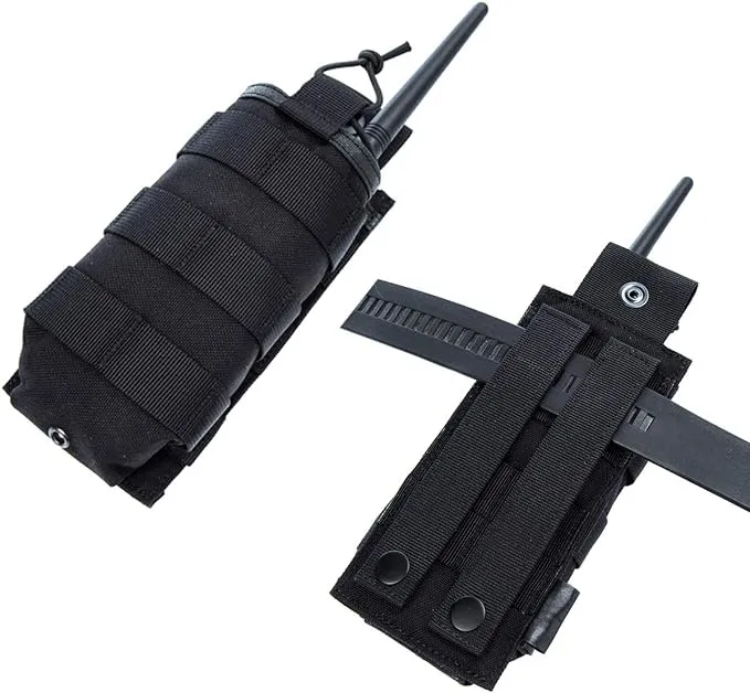 Tactical Universal Radio Holster/Radio Pouch Holder Case Bag Military Molle Radio Case for Pofung Motorola Midland CB Walkie Talkies Compatible with 5.11 Bags (Black) by LUITON
