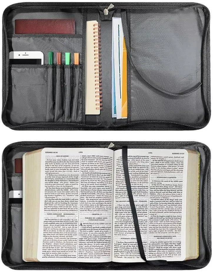 Talayituse Beach Turtle Starfish Heart Print Bible Cover for Women Men PU Leather Bible Case Church Bag with Handle Lightweight Bible Study Tools Christian Tote Bags with Shoulder Strap, L