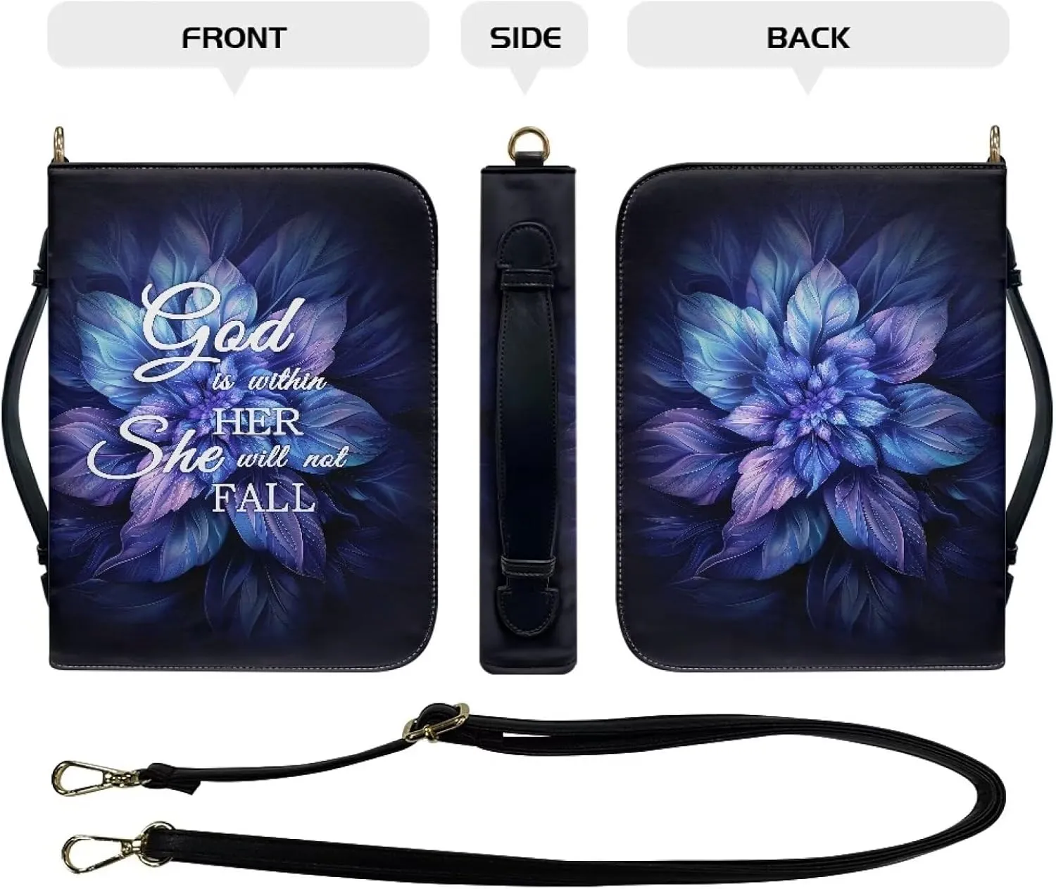 Talayituse Bible Cover for Women Men PU Leather Bible Case Bible Carrying Case Bible Tote Bag with Detachable Shoulder Strap