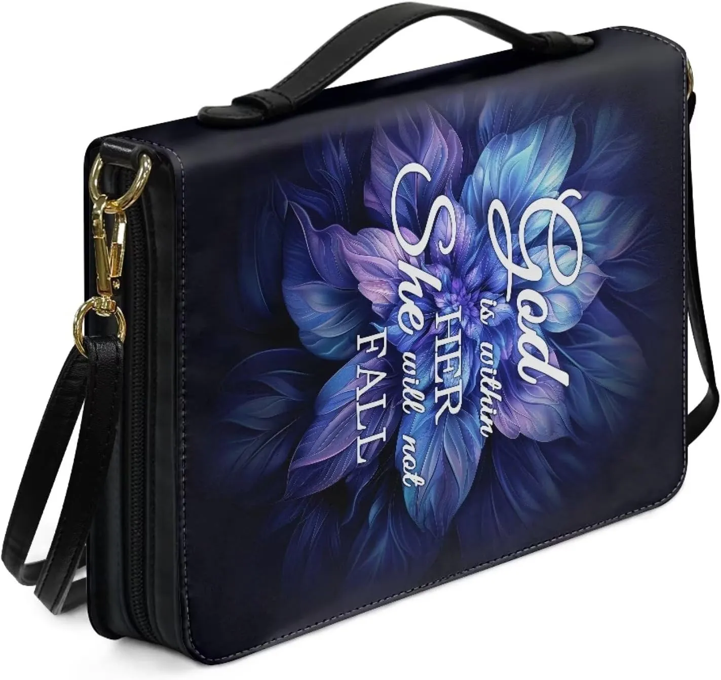 Talayituse Bible Cover for Women Men PU Leather Bible Case Bible Carrying Case Bible Tote Bag with Detachable Shoulder Strap