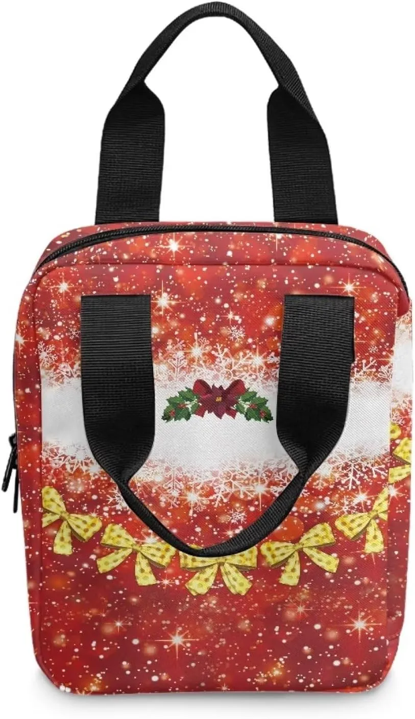 Talayituse Christmas Snowflake Print Bible Cover Case with Zip Pockets for Women Girls Bible Study Tote Book Cover Carrying Bible Bag Protective Multi-Functional Bag with Handle