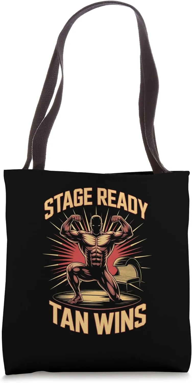 Tanning Bed Stage Ready Bodybuilders Fitness Men Tan Lovers Tote Bag