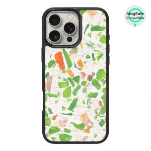 Terrazzo Green - iPhone 16 Pro Max Frosted Black Bumper MagSafe Case